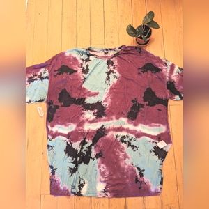 Blue, purple and black tie-dye t-shirt tunic, 2XL
